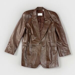 Vintage Lord & Taylor Women's 8 Brown Lamb Leather Blazer Jacket